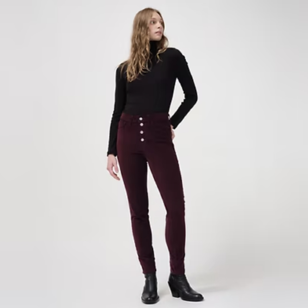 NWT 721 CORDUROY HIGH RISE BUTTON FRONT SKINNY WOMEN'S PANTS SIZE 4 MEDIUM